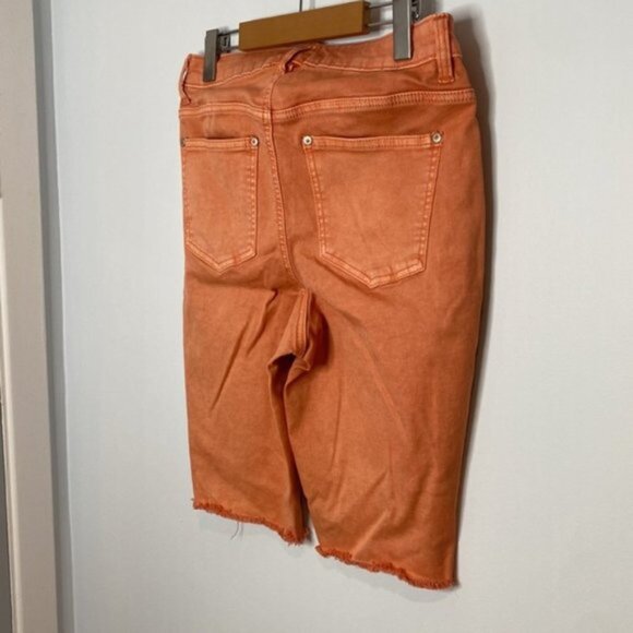 Addition Elle Women Salmon/Orange Vintage Wear Denim Biker Short size 10 - Picture 7 of 10